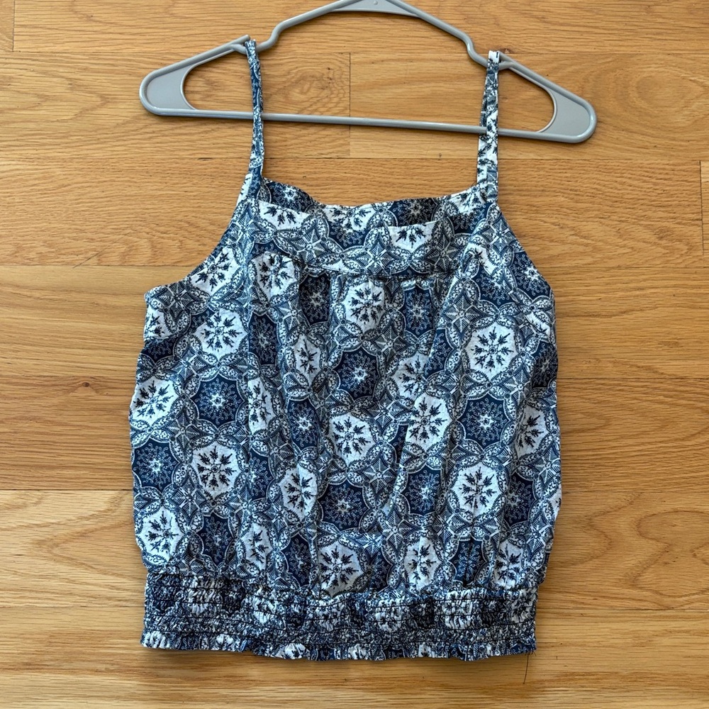 LOFT Navy and White Geometric Camisole